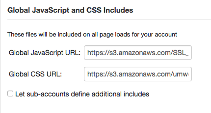 JS/CSS Includes Settings