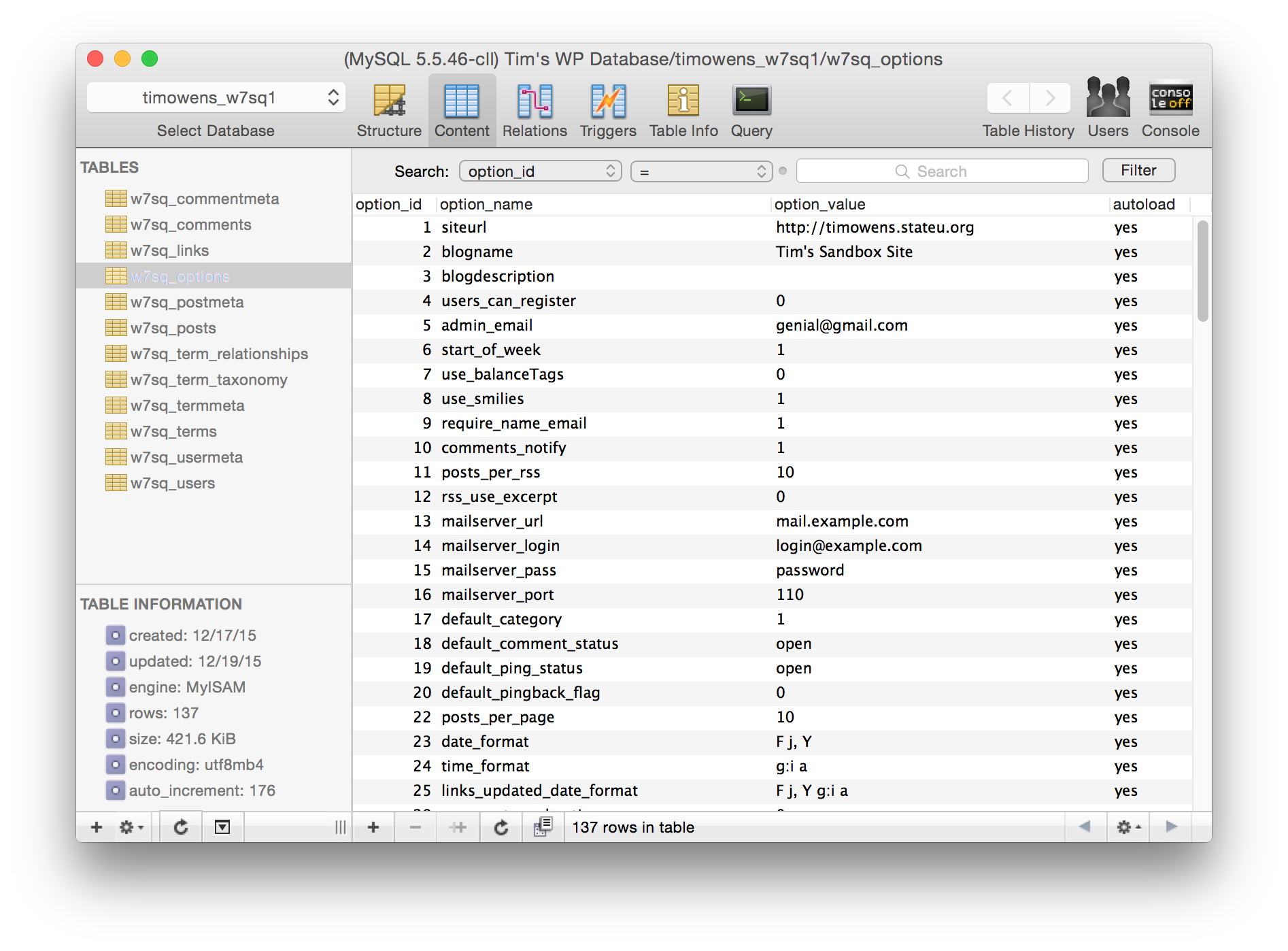 sequel pro search database for column