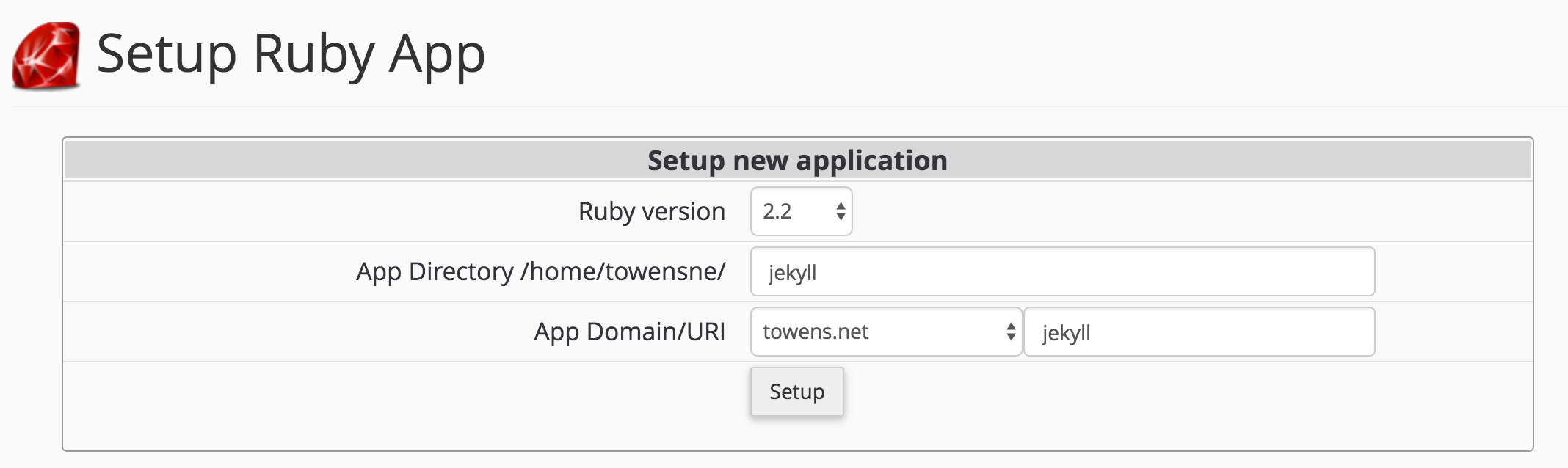 Setup Ruby App