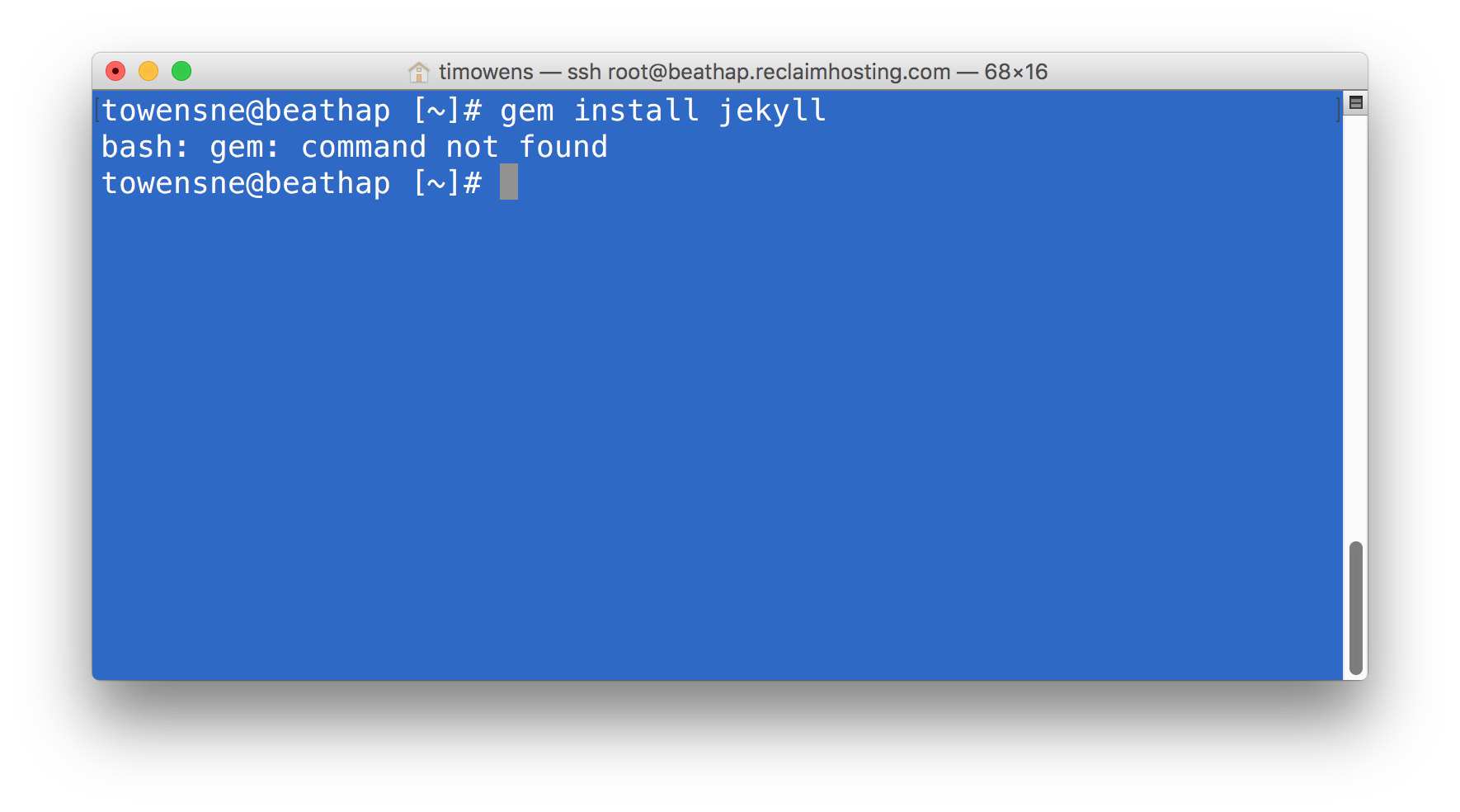 Jekyll Gem Error "gem command not found"