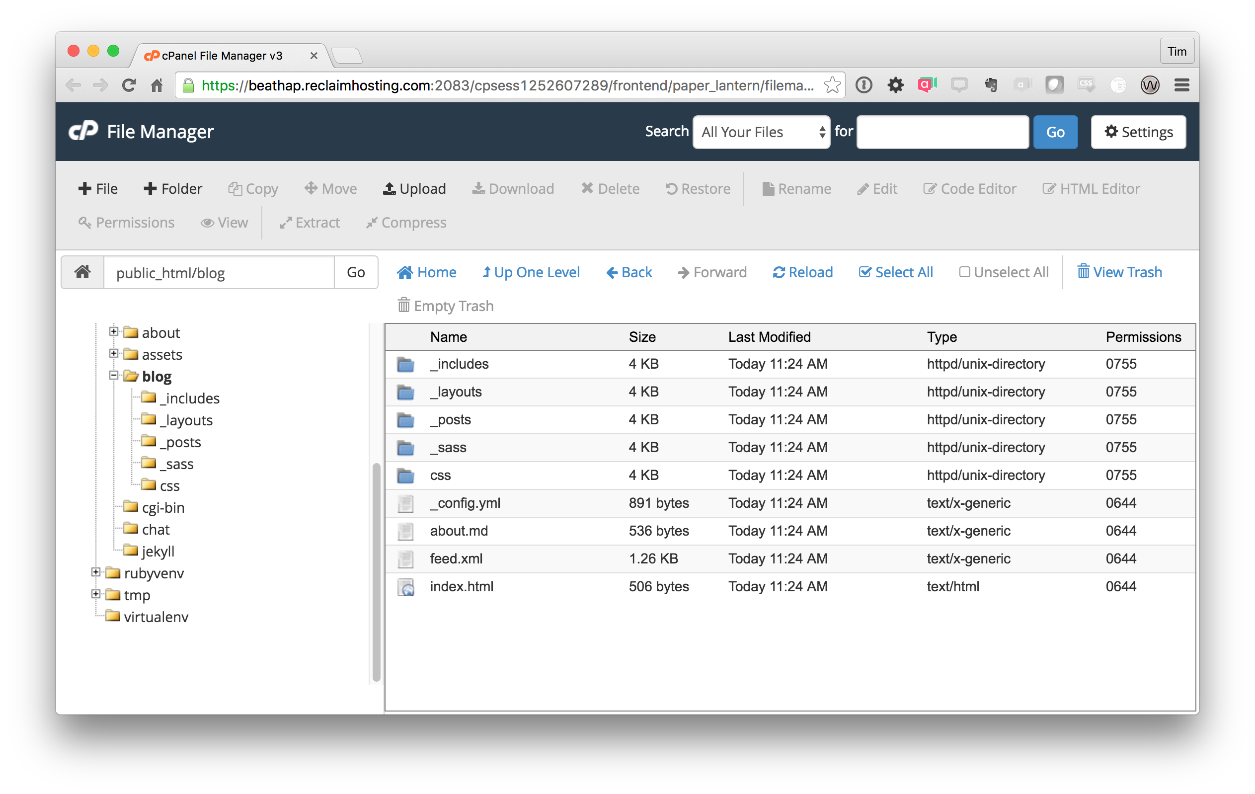 Running a Jekyll Site on Reclaim Hosting