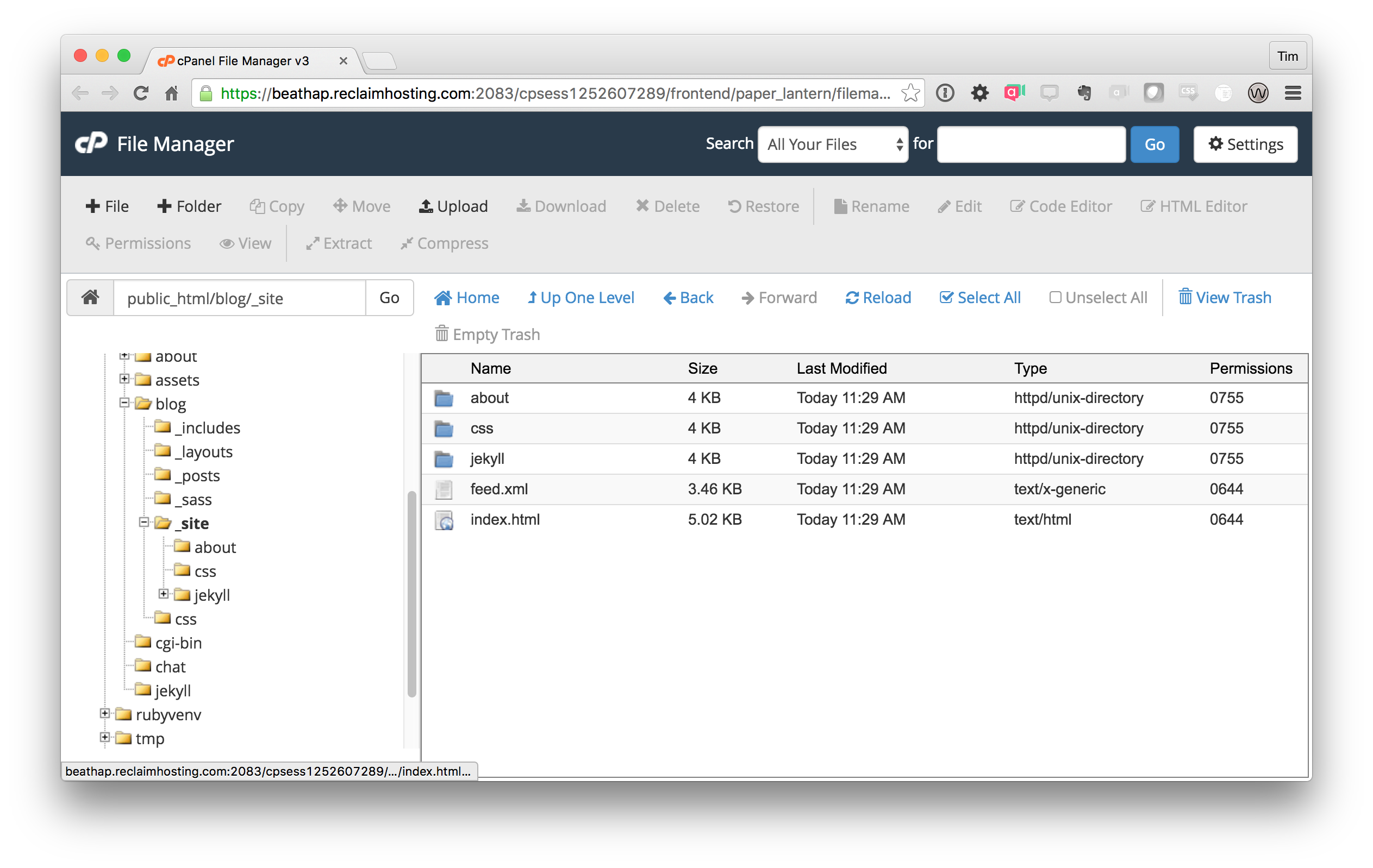 Running a Jekyll Site on Reclaim Hosting