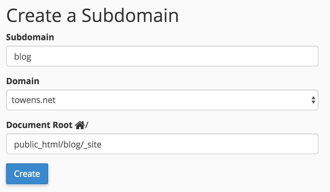 Create Subdomain